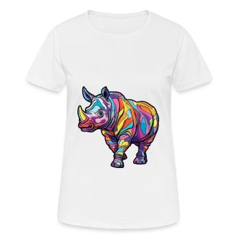 Nashorn buntes Aquarell Cartoon Kawaii Tier - Frauen T-Shirt atmungsaktiv - Weiß - Vorne - AI Model Female 172 dark (172cm)