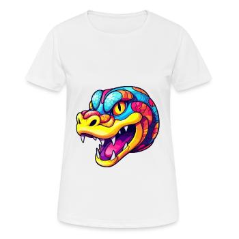 Schlange bunte Aquarell-Karikatur Kawaii-Tier - Frauen T-Shirt atmungsaktiv - Weiß - Vorne - AI Model Female 172 dark (172cm)
