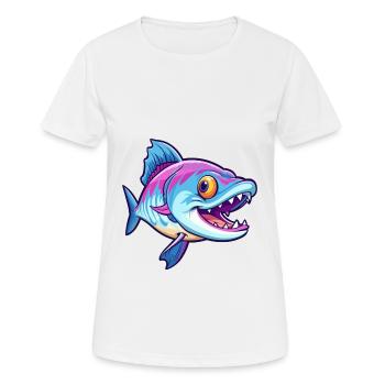 Barracuda Bunte Aquarell-Karikatur Kawaii Anima - Frauen T-Shirt atmungsaktiv - Weiß - Vorne - AI Model Female 172 dark (172cm)
