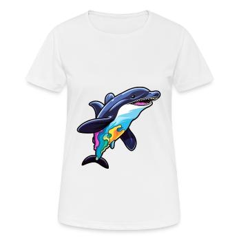 Orca Colorful Watercolor Cartoon Kawaii Animal - Women's Breathable T-Shirt - white - Front - AI Model Female 172 dark (172cm)