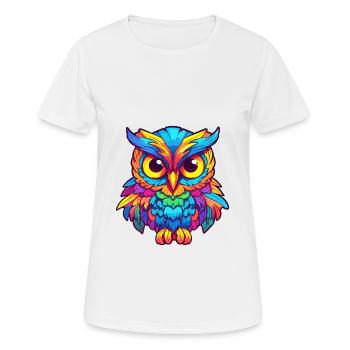 Owl Colorful Watercolor Cartoon Kawaii Animal - Women's Breathable T-Shirt - white - Front - AI Model Female 172 dark (172cm)