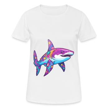 Requin Aquarelle Colorée Dessin Animé Kawaii Animal - T-shirt respirant Femme - blanc - Devant - AI Model Female 172 dark (172cm)