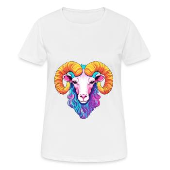 Ram Colorful Watercolor Cartoon Kawaii Animal - Women's Breathable T-Shirt - white - Front - AI Model Female 172 dark (172cm)