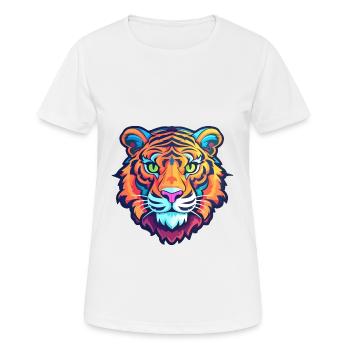 Tiger Colorful Watercolor Cartoon Kawaii Animal - Women's Breathable T-Shirt - white - Front - AI Model Female 172 dark (172cm)
