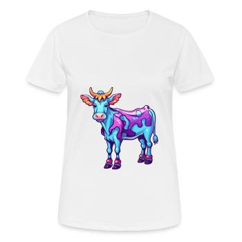 Kuh buntes Aquarell Cartoon Kawaii Tier - Frauen T-Shirt atmungsaktiv - Weiß - Vorne - AI Model Female 172 dark (172cm)