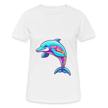Delfin buntes Aquarell Cartoon Kawaii Tier - Frauen T-Shirt atmungsaktiv - Weiß - Vorne - AI Model Female 172 dark (172cm)