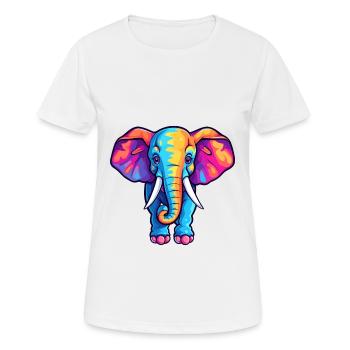 Elephant Colorful Watercolor Cartoon Kawaii Animal - Women's Breathable T-Shirt - white - Front - AI Model Female 172 dark (172cm)