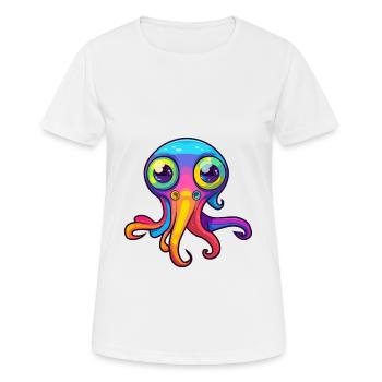 Squid Colorful Watercolor Cartoon Kawaii Animal - Women's Breathable T-Shirt - white - Front - AI Model Female 172 dark (172cm)