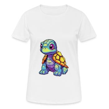 Turtle Colorful Watercolor Cartoon Kawaii Animal - Women's Breathable T-Shirt - white - Front - AI Model Female 172 dark (172cm)