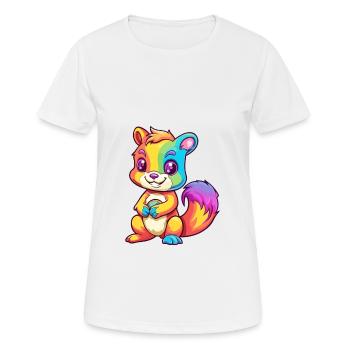 Eichhörnchen buntes Aquarell Cartoon Kawaii Tier - Frauen T-Shirt atmungsaktiv - Weiß - Vorne - AI Model Female 172 dark (172cm)