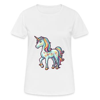 Unicorn Colorful Watercolor Cartoon Kawaii Animal - Women's Breathable T-Shirt - white - Front - AI Model Female 172 dark (172cm)
