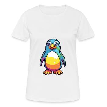 Pingouin Aquarelle Colorée Dessin Animé Kawaii Animal - T-shirt respirant Femme - blanc - Devant - AI Model Female 172 dark (172cm)