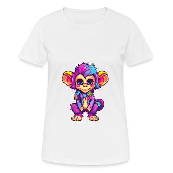 Monkey Colorful Watercolor Cartoon Kawaii Animal - Women's Breathable T-Shirt - white - Front - AI Model Female 172 dark (172cm)