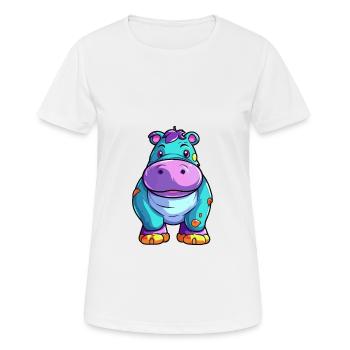 Hippo Colorful Watercolor Cartoon Kawaii Animal - Women's Breathable T-Shirt - white - Front - AI Model Female 172 dark (172cm)