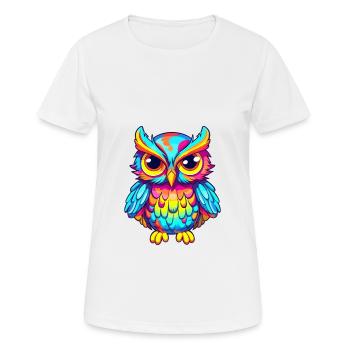 Owl Colorful Watercolor Cartoon Kawaii Animal - Women's Breathable T-Shirt - white - Front - AI Model Female 172 dark (172cm)