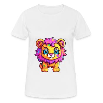 Lion Colorful Watercolor Cartoon Kawaii Animal - Women's Breathable T-Shirt - white - Front - AI Model Female 172 dark (172cm)