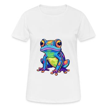 Frosch buntes Aquarell Cartoon Kawaii Tier - Frauen T-Shirt atmungsaktiv - Weiß - Vorne - AI Model Female 172 dark (172cm)
