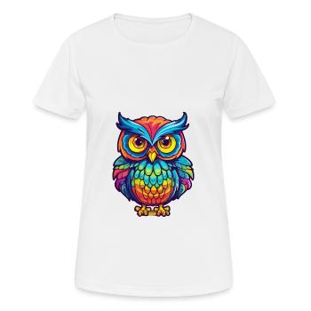 Owl Colorful Watercolor Cartoon Kawaii Animal - Women's Breathable T-Shirt - white - Front - AI Model Female 172 dark (172cm)