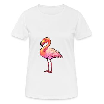 Flamingo Colorful Watercolor Cartoon Kawaii Animal - Women's Breathable T-Shirt - white - Front - AI Model Female 172 dark (172cm)