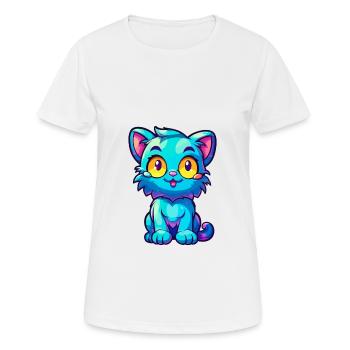 Katze buntes Aquarell Cartoon Kawaii Tier - Frauen T-Shirt atmungsaktiv - Weiß - Vorne - AI Model Female 172 dark (172cm)