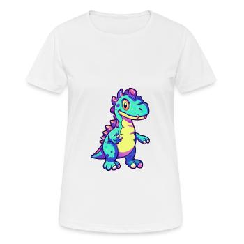 Dinosaurier buntes Aquarell Cartoon Kawaii Tier - Frauen T-Shirt atmungsaktiv - Weiß - Vorne - AI Model Female 172 dark (172cm)