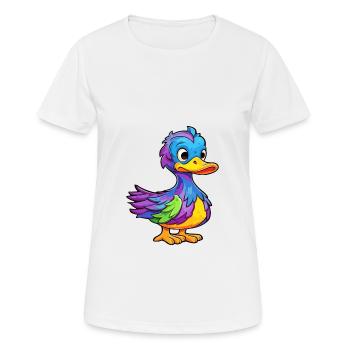 Duck Colorful Watercolor Cartoon Kawaii Animal - Women's Breathable T-Shirt - white - Front - AI Model Female 172 dark (172cm)