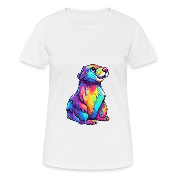 Otter Colorful Watercolor Cartoon Kawaii Animal - Women's Breathable T-Shirt - white - Front - AI Model Female 172 dark (172cm)