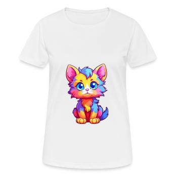 Chaton coloré aquarelle dessin animé kawaii animal - T-shirt respirant Femme - blanc - Devant - AI Model Female 172 dark (172cm)