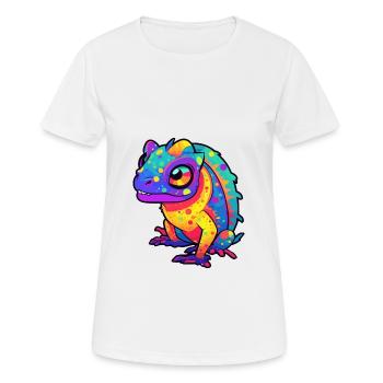 Lizard Colorful Watercolor Cartoon Kawaii Animal - Women's Breathable T-Shirt - white - Front - AI Model Female 172 dark (172cm)