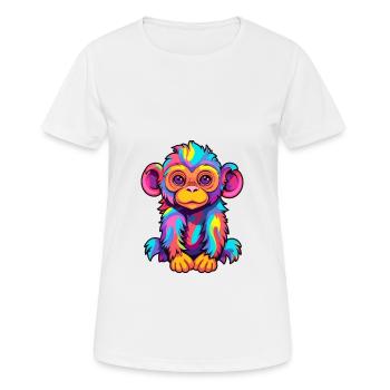 Monkey Colorful Watercolor Cartoon Kawaii Animal - Women's Breathable T-Shirt - white - Front - AI Model Female 172 dark (172cm)