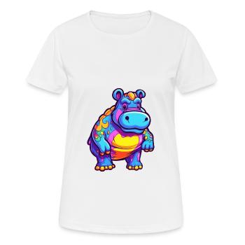 Hippo Colorful Watercolor Cartoon Kawaii Animal - Women's Breathable T-Shirt - white - Front - AI Model Female 172 dark (172cm)