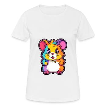 Hamster Colorful Watercolor Cartoon Kawaii Animal - Women's Breathable T-Shirt - white - Front - AI Model Female 172 dark (172cm)