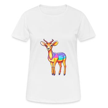 Impala Buntes Aquarell Cartoon Kawaii Tier - Frauen T-Shirt atmungsaktiv - Weiß - Vorne - AI Model Female 172 dark (172cm)