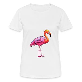 Flamingo Colorful Watercolor Cartoon Kawaii Animal - Women's Breathable T-Shirt - white - Front - AI Model Female 172 dark (172cm)