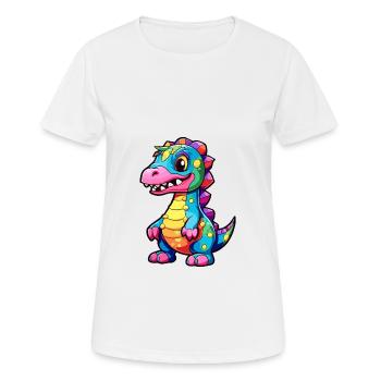 Dinosaurier buntes Aquarell Cartoon Kawaii Tier - Frauen T-Shirt atmungsaktiv - Weiß - Vorne - AI Model Female 172 dark (172cm)