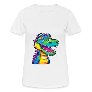 Krokodil bunte Aquarell-Karikatur Kawaii Anima - Frauen T-Shirt atmungsaktiv - Weiß - Vorne - AI Model Female 172 dark (172cm)