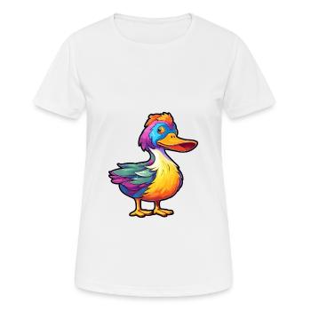 Duck Colorful Watercolor Cartoon Kawaii Animal - Women's Breathable T-Shirt - white - Front - AI Model Female 172 dark (172cm)