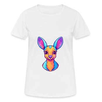 Kangaroo Colorful Watercolor Cartoon Kawaii Animal - Women's Breathable T-Shirt - white - Front - AI Model Female 172 dark (172cm)