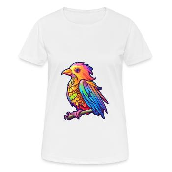 Cuckoo Colorful Watercolor Cartoon Kawaii Animal - Women's Breathable T-Shirt - white - Front - AI Model Female 172 dark (172cm)
