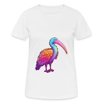 Ibis Colorful Watercolor Cartoon Kawaii Animal - Women's Breathable T-Shirt - white - Front - AI Model Female 172 dark (172cm)