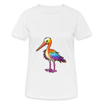 Avocet Colorful Watercolor Cartoon Kawaii Animal - Women's Breathable T-Shirt - white - Front - AI Model Female 172 dark (172cm)
