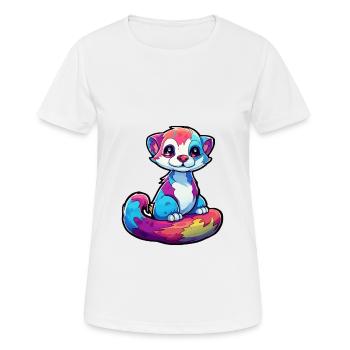 Ferret Colorful Watercolor Cartoon Kawaii Animal - Women's Breathable T-Shirt - white - Front - AI Model Female 172 dark (172cm)