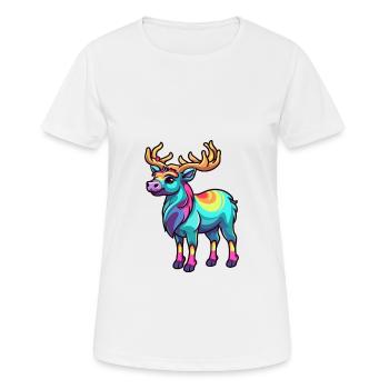 Karibu buntes Aquarell Cartoon Kawaii Tier - Frauen T-Shirt atmungsaktiv - Weiß - Vorne - AI Model Female 172 dark (172cm)