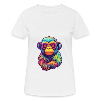 Monkey Colorful Watercolor Cartoon Kawaii Animal - Women's Breathable T-Shirt - white - Front - AI Model Female 172 dark (172cm)