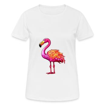 Flamingo Colorful Watercolor Cartoon Kawaii Animal - Women's Breathable T-Shirt - white - Front - AI Model Female 172 dark (172cm)