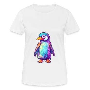 Pingouin Aquarelle Colorée Dessin Animé Kawaii Animal - T-shirt respirant Femme - blanc - Devant - AI Model Female 172 dark (172cm)