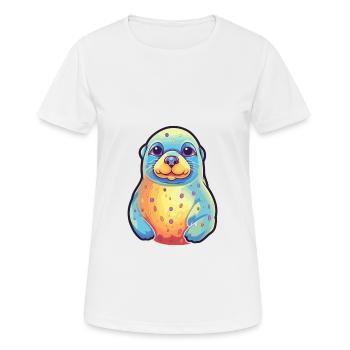Seal Colorful Watercolor Cartoon Kawaii Animal - Women's Breathable T-Shirt - white - Front - AI Model Female 172 dark (172cm)