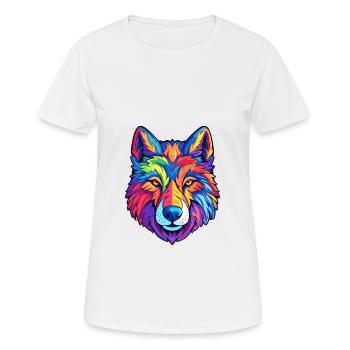 Wolf Colorful Watercolor Cartoon Kawaii Animal - Women's Breathable T-Shirt - white - Front - AI Model Female 172 dark (172cm)