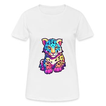 Amur Leopard Colorful Watercolor Cartoon Kawaii An - Women's Breathable T-Shirt - white - Front - AI Model Female 172 dark (172cm)