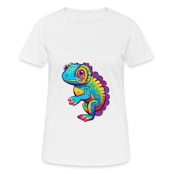 Chamäleon Bunte Aquarell-Karikatur Kawaii Anima - Frauen T-Shirt atmungsaktiv - Weiß - Vorne - AI Model Female 172 dark (172cm)